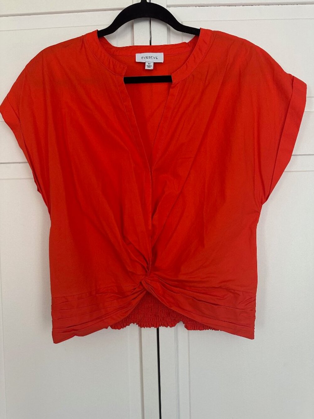 Evereve Vibrant Red Cotton Cropped Blouse Size Medium